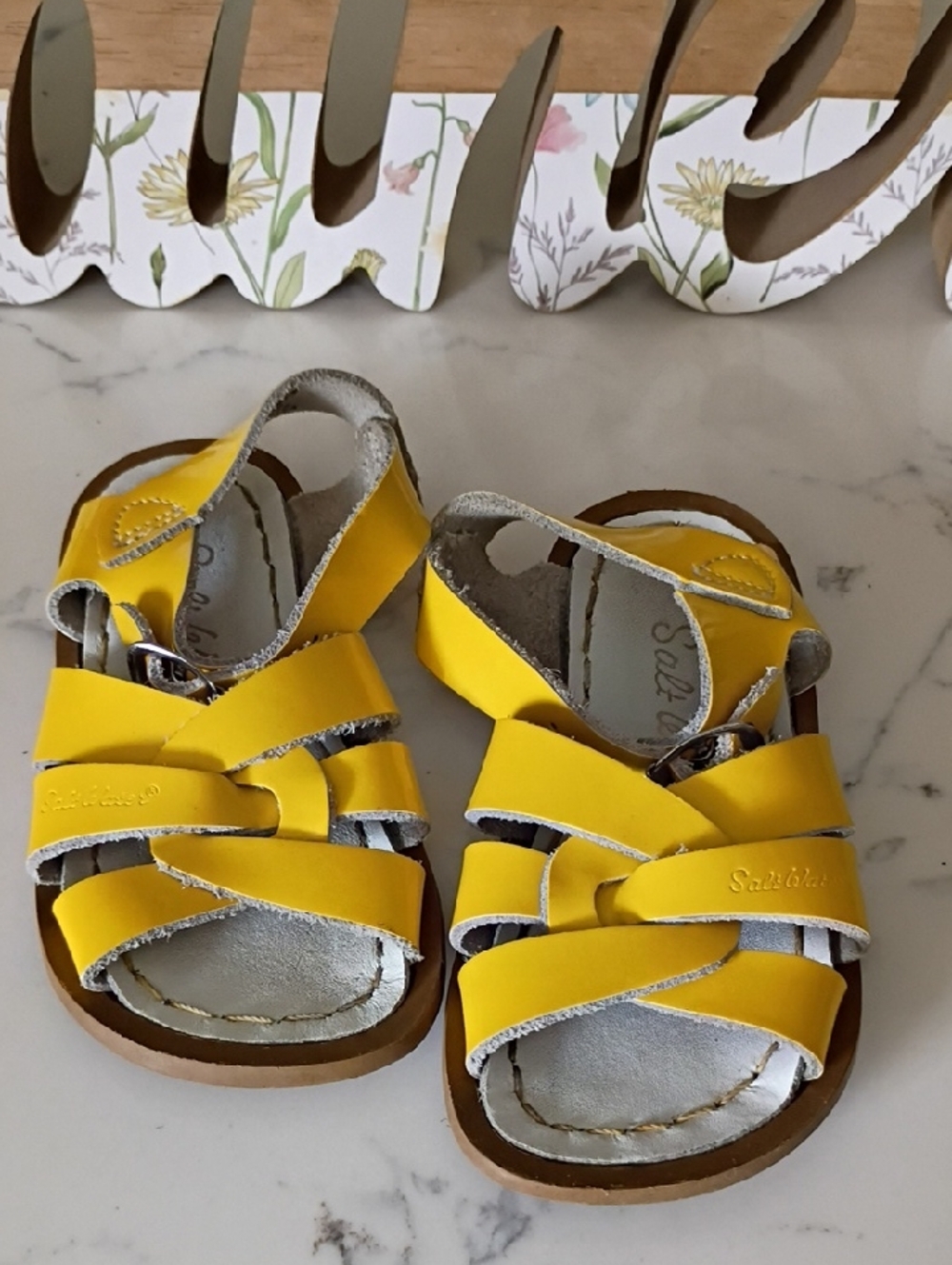SALT Water Yellow Kids Leather Sandals